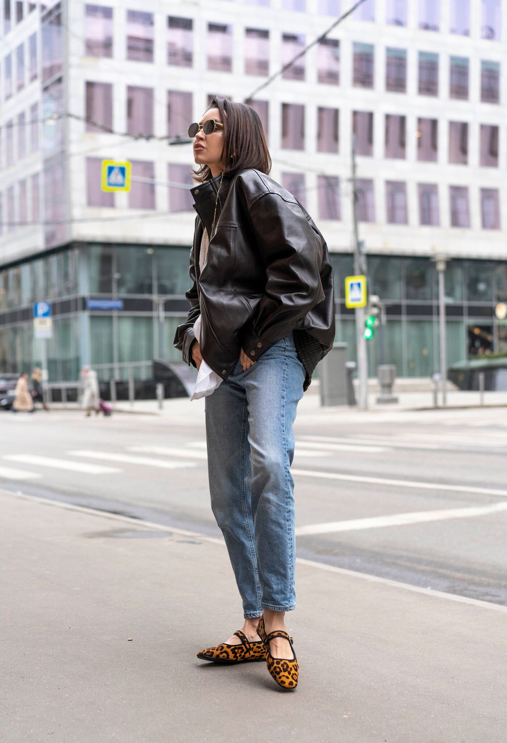 Бомбер кожаный шоколадный