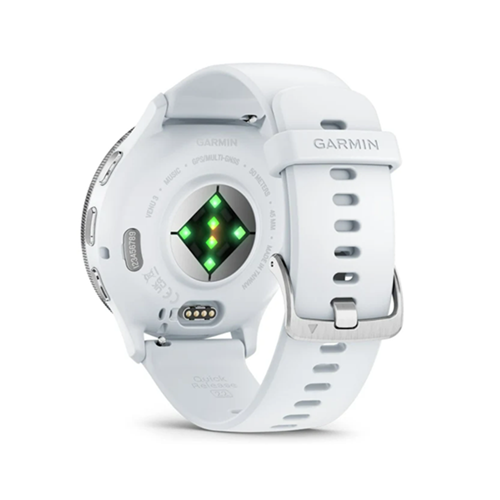 Умные часы Garmin Venu 3 45 мм Серебряный безель из нержавеющей стали, корпус из белого камня и силиконовый ремешок