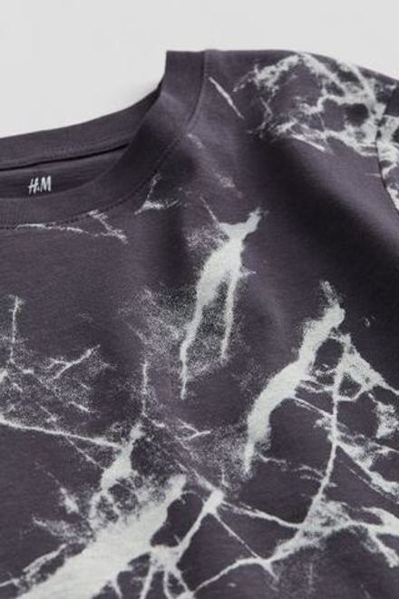 H&M Футболка с контрастными принтом, серый