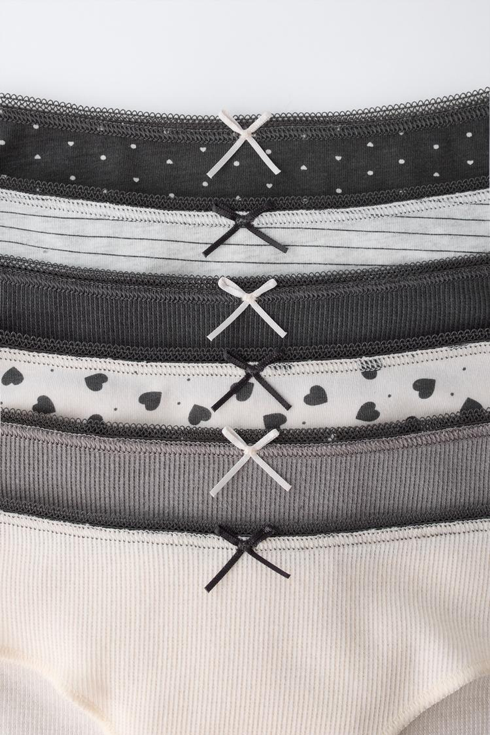 ZARA НАБОР ИЗ ШЕСТИ ТРУСОВ С ПРИНТОМ, ЧЕРНЫЙ