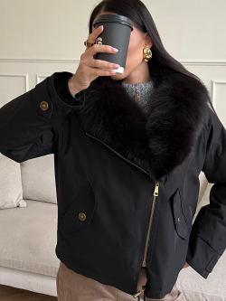 Парка Extra Lux с натуральным мехом черный