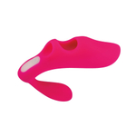 Розовая вибронасадка на палец с дополнительным отростком (Цвет: розовый)