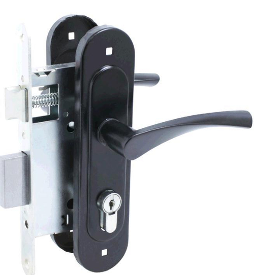 Замок врезной Птимаш ЗВ4-3.07 (ЗВ4-0623) черный м/о 55, с/руч  /13349