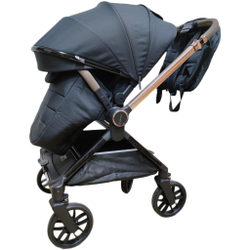 модульная коляска 3в1 Luxmom B1автолюлька+ перекидная ручка / черного цвета