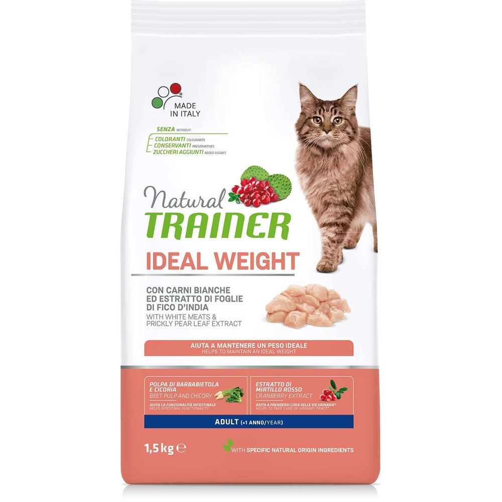 Сухой корм Trainer Natural CAT IDEAL WEIGHT ADULT WITH WHITE MEATS для взрослых кошек с избыточным весом со свежим белым мясом 1,5 кг