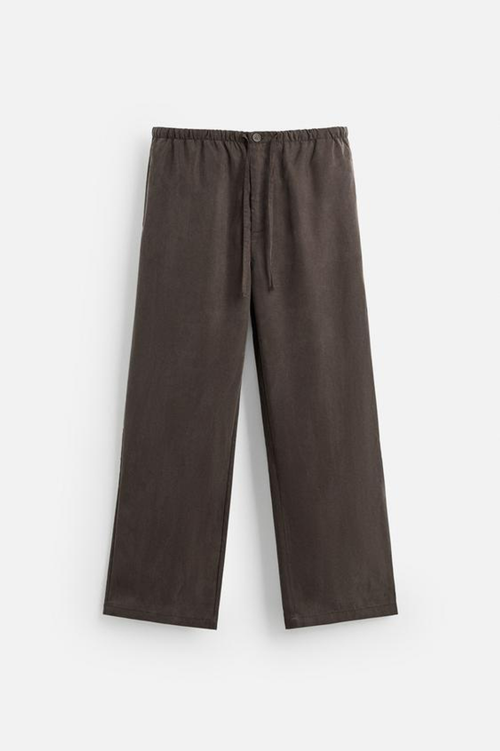 ZARA БРЮКИ RELAXED FIT ИЗ СТРУЯЩЕЙСЯ ТКАНИ, ШОКОЛАДНЫЙ