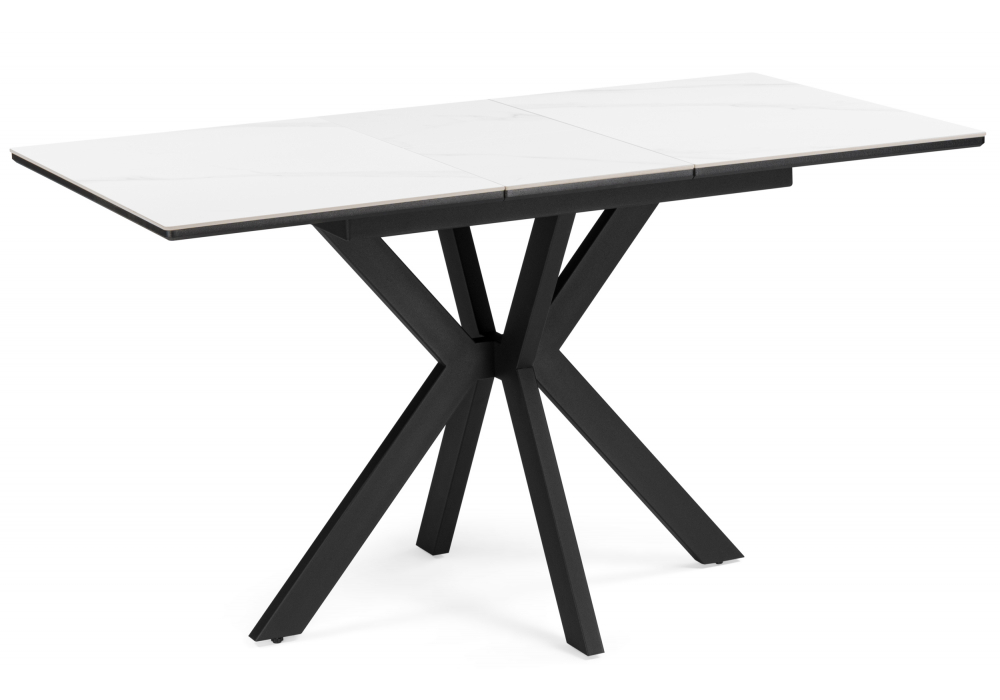 Керамический стол Woodville Гардинг 100(130)x70 белый мрамор, черный