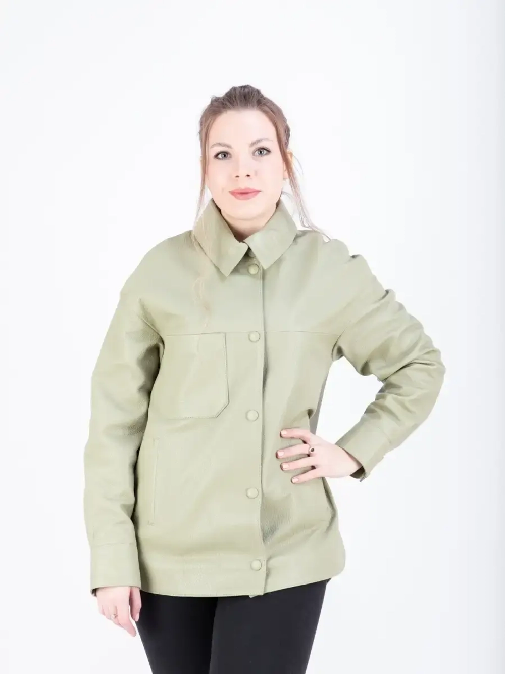 Куртка женская кожаная  оверсайз рубашка