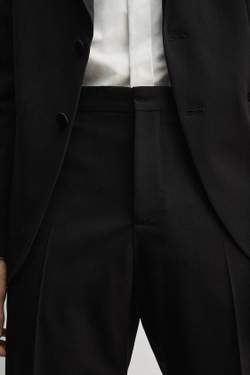 ZARA КОСТЮМНЫЕ БРЮКИ ИЗ СМЕСОВОЙ ШЕРСТИ, ЧЕРНЫЙ