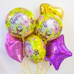 Шар (18"/46 см) Круг, Губка Боб, С Днем Рождения!, Желтый, 1 шт. в упак.