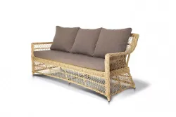 "Гранд Латте" диван трехместный из искусственного ротанга, цвет соломенный