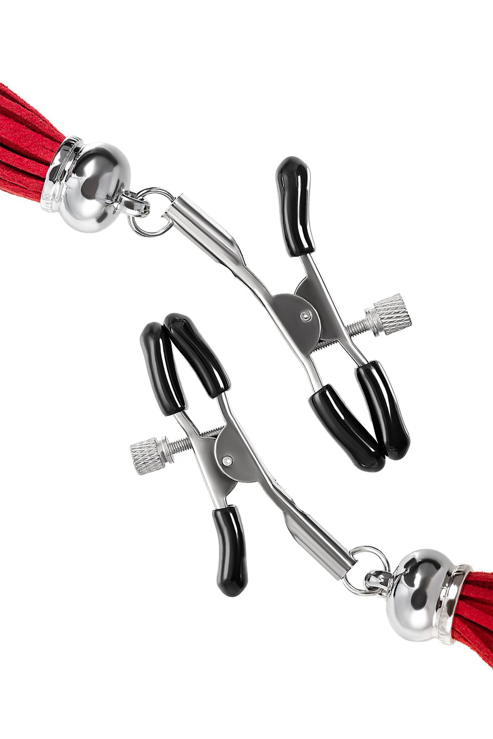 Зажимы на соски «Прищепки» с красными кисточками из замши (Цвет: красный)