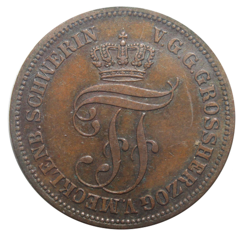 5 пфеннигов. Мекленбург-шверин. Германия. 1872 год XF+
