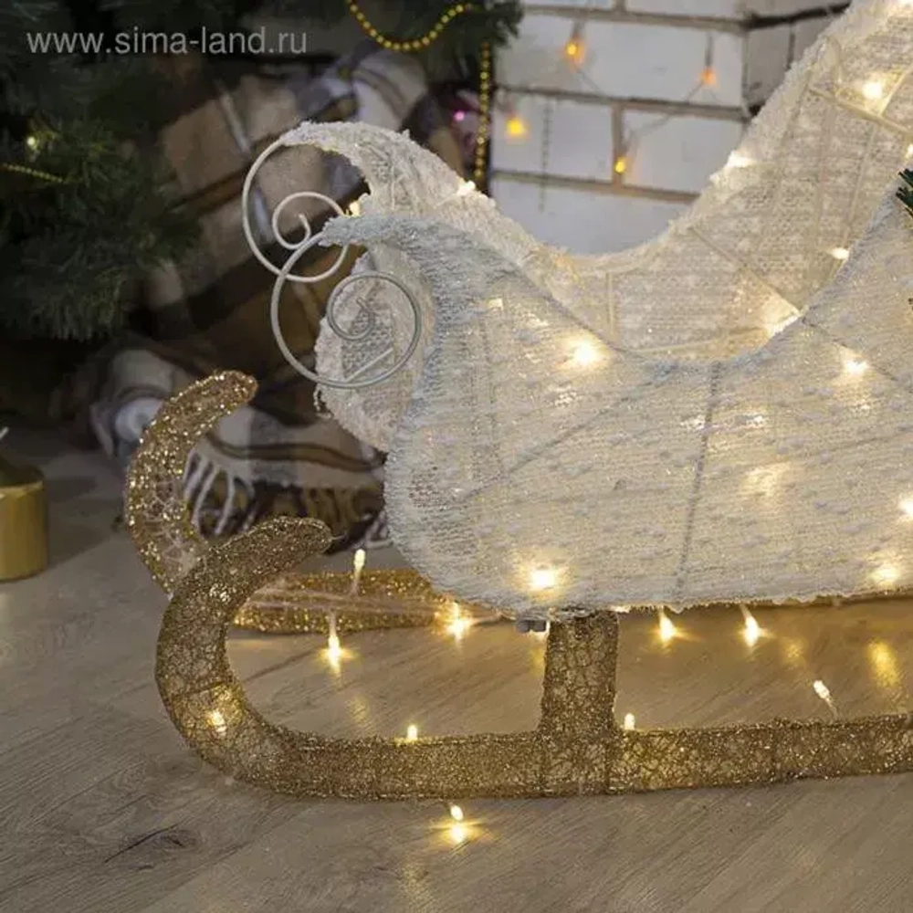 Светодиодная фигура Олень с санями 114*76 см., текстиль, металл, 220 В, Luazon Lighting (4357002)