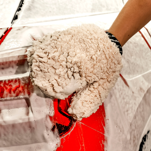 Варежка для ручной мойки плюшевая с пальцем