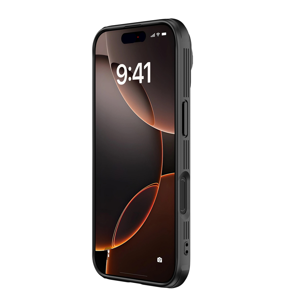 Чехол от Nillkin на iPhone 16 Pro Max с металлической откидной крышкой (версия с открытой камерой), серия CamShield Prop Magnetic Case ( с поддержкой беспроводной зарядки MagSafe)
