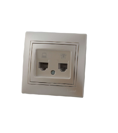 Розетка LEZARD MIRA компьютерная двойная бежевая с бежевой вставкой