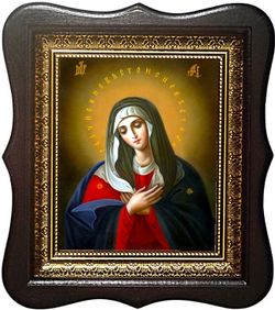 Умиление Серафимо-Дивеевская. Икона Божьей Матери в киоте.