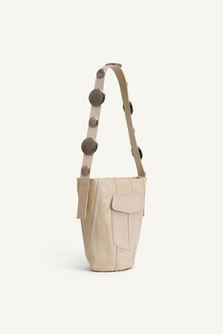ZARA КОЖАНАЯ СУМКА, ЭКРЮ