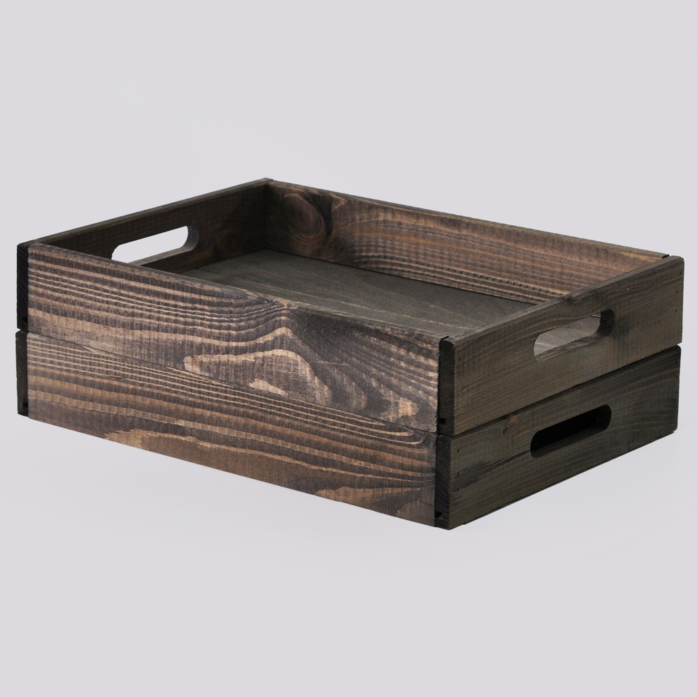 Набор деревянных подносов 38х28 см в стиле рустик (состаренный), 2 шт, столики для завтрака в постель Флоутард, для кухни, бурый