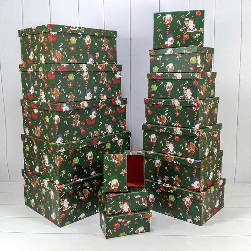 Коробка 42.5 х 33 х 17.6 см Набор 15 шт "Новый год" (Зеленый)