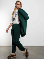 Брюки джоггеры женские малахит с начесом