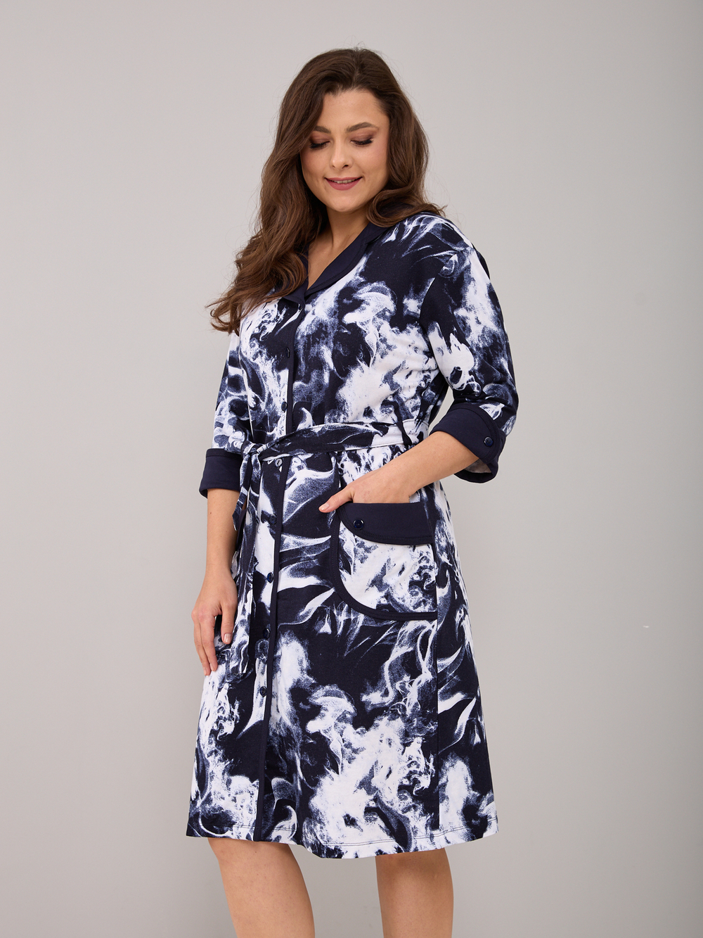 Халат Х-145/индиго-черныйдым