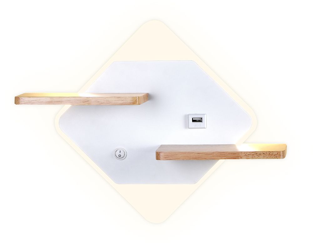 Ambrella Настенный светодиодный светильник с выключателем, USB портом и полкой Wall FW100