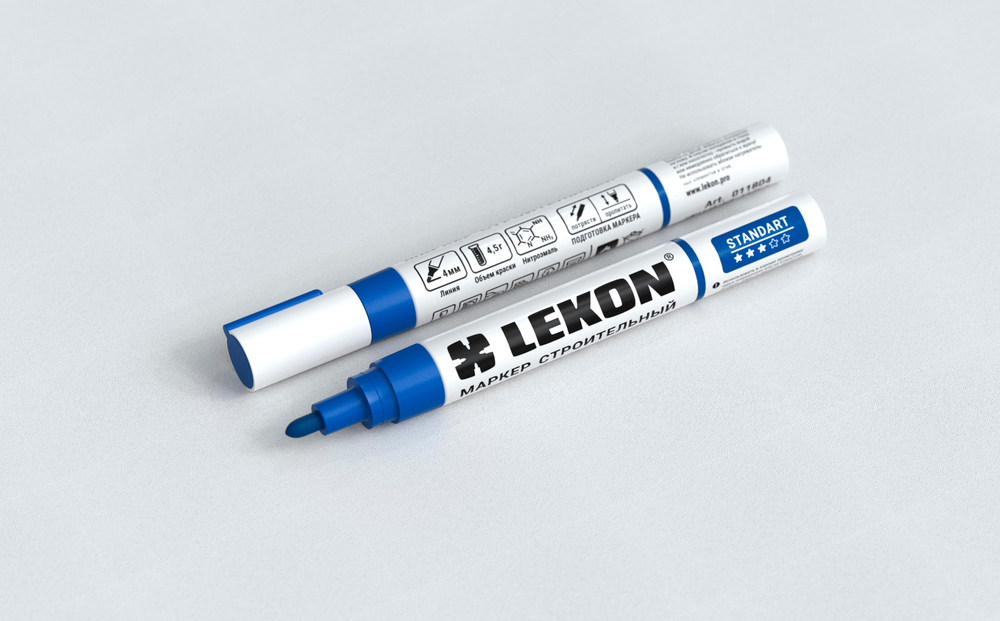 Маркер LEKON Standart с нитроэмалью 4 мм. цвет:синий (1/12ШТ)
