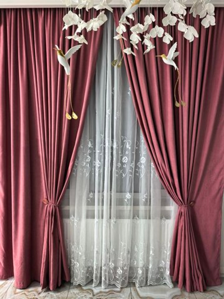 Комплект штор BlessLight Портьеры Канвас 230х100 1 шт. Брусничный