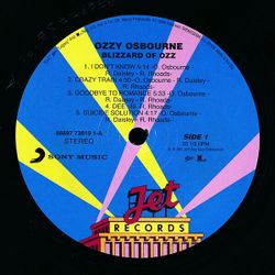 Ozzy Osbourne. Blizzard Of Ozz (LP)