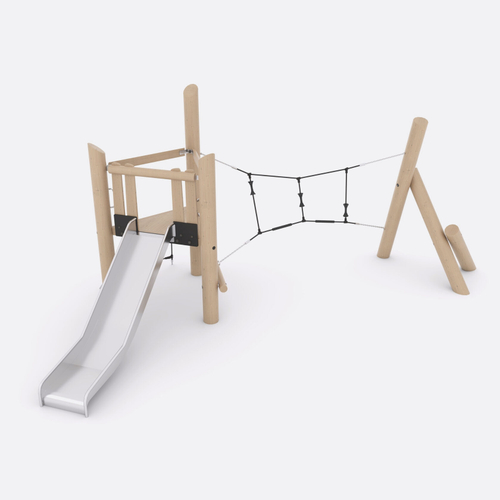 Игровой комплекс с горкой и сеткой из робинии