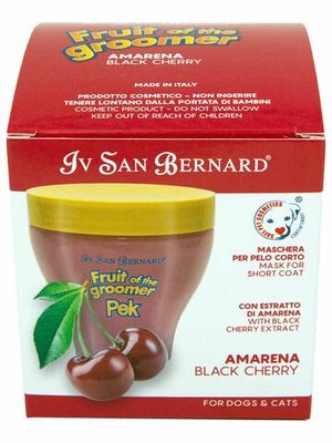 Восстанавливающая маска Iv San Bernard Fruit of the Grommer Black Cherry для короткой шерсти с протеинами шелка Восстанавливающая маска Iv San Bernard Fruit of the Grommer Black Cherry для короткой шерсти с протеинами шелка