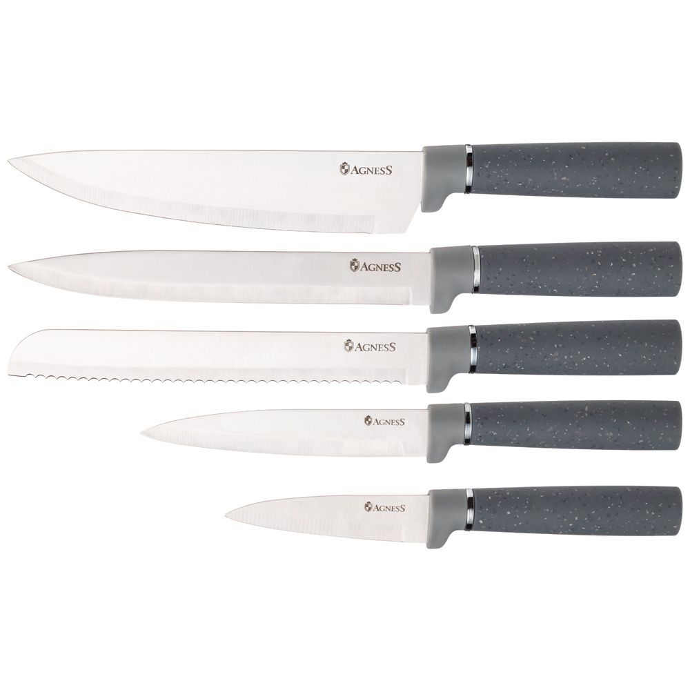 НАБОР AGNESS ИЗ 12ПР: 5 НОЖЕЙ,ДОСКА,ПОДСТАВКА,ПОЛОВНИК,ЛОЖКА,ЛОПАТКА,ШУМОВКА,ЛОЖКА ДЛЯ СПАГЕТТИ