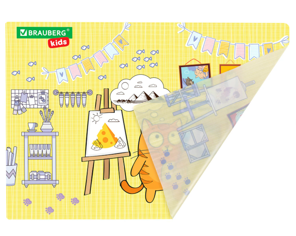 Настольное покрытие BRAUBERG KIDS для труда и творческих занятий, ПВХ, "Artist", 50х35 см, 272358