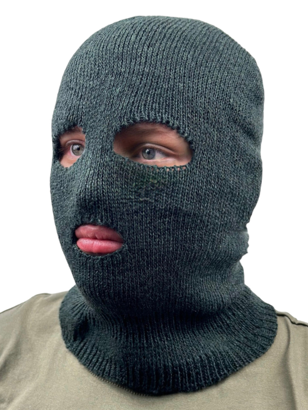 Балаклава оливковая, вязаная (полушерсть)