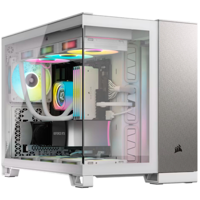 CORSAIR 2500X Micro ATX Dual Chamber PC Case - White/Satin Gray Aluminum
