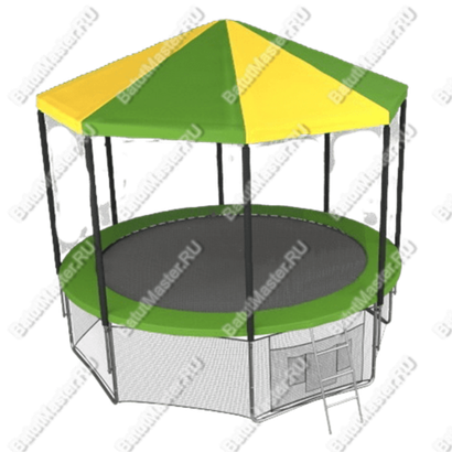 Батутная арена «Цветной Домик» с защитной сеткой, лестницей и крышей, диаметр 8 фт