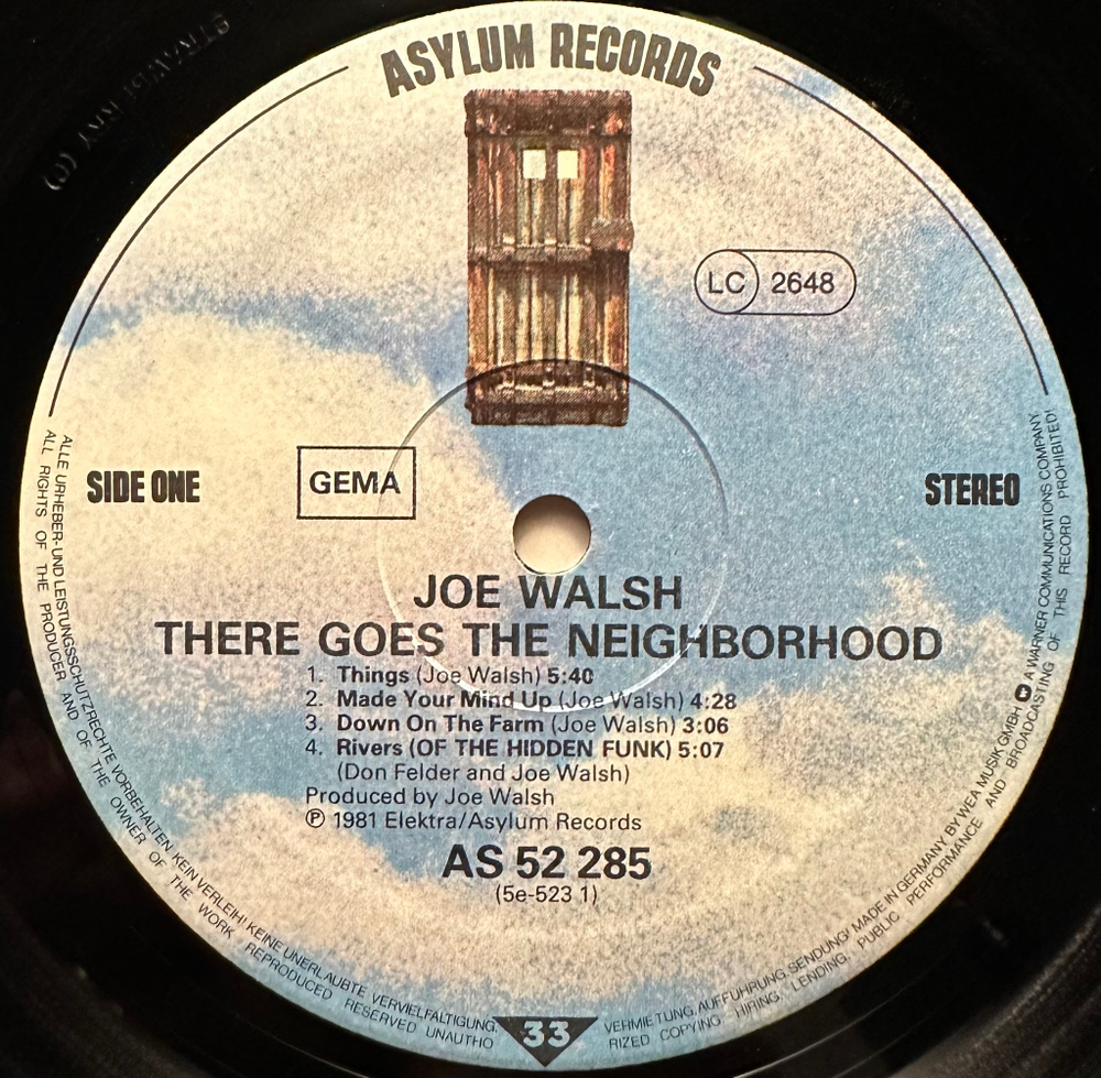 Joe Walsh - There Goes The Neighborhood (Германия 1981г.)