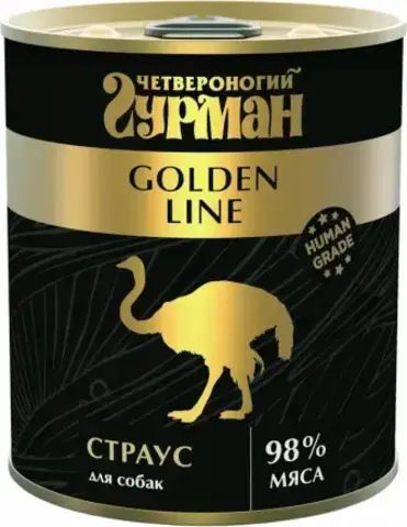 Четвероногий Гурман Golden консервы для собак Страус натуральный в желе 340г