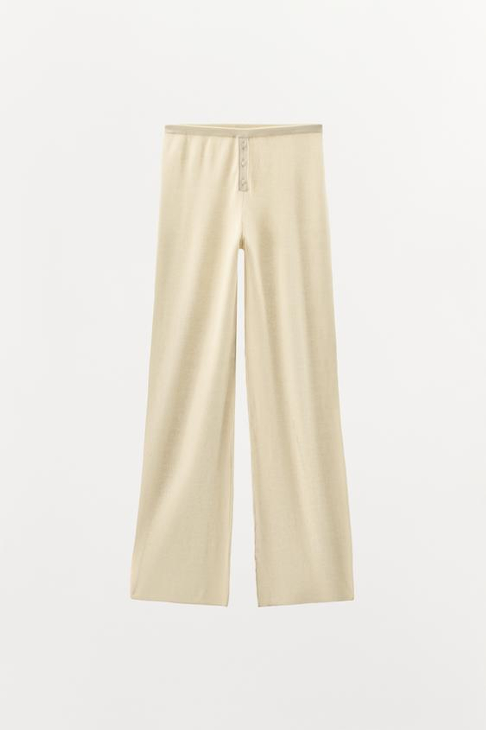 ZARA ТРИКОТАЖНЫЕ БРЮКИ С ПУГОВИЦАМИ, ЭКРЮ