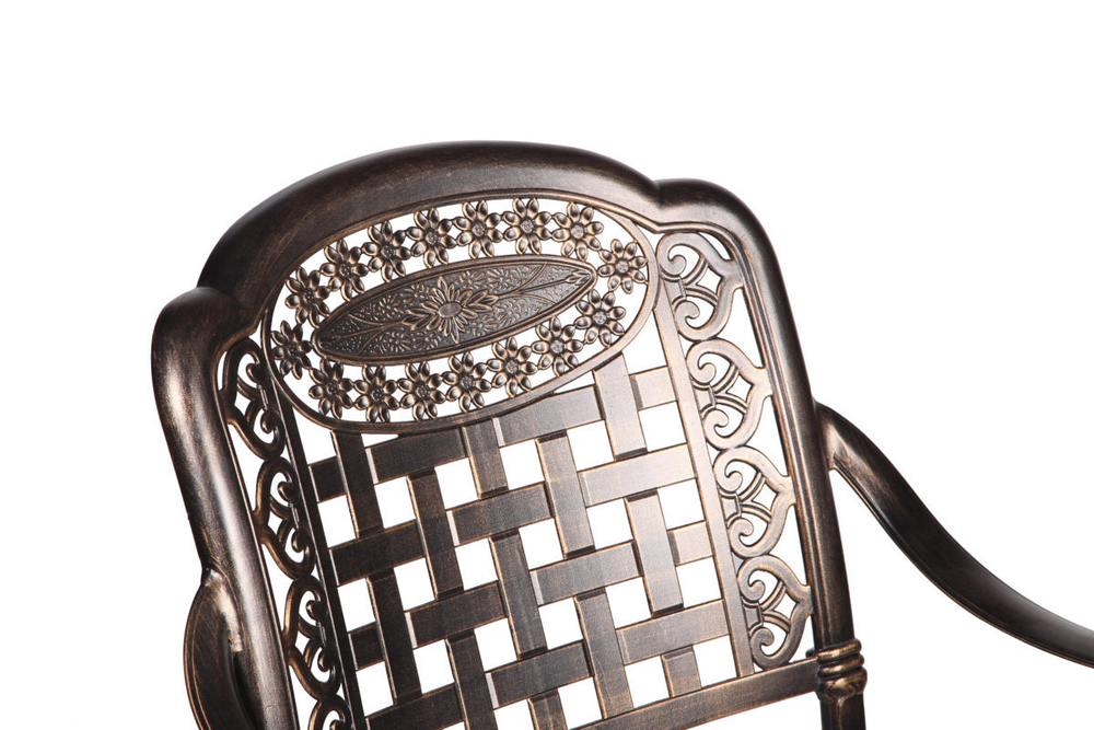 Обеденный комплект из литого алюминия стол Барбекю-4(122см) + 2 кресла Вулкан