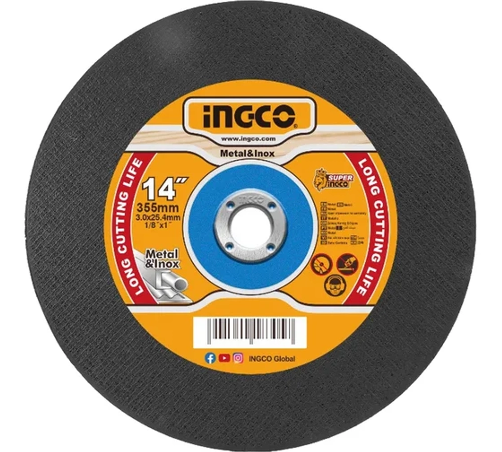 Круг отрезной по металлу INGCO MCD303558 INDUSTRIAL 355x3,0 мм Metal/Inox