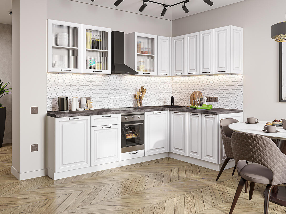 Угловая модульная кухня Ницца Royal-02 Blanco - Белый 2140*2550/1600*600