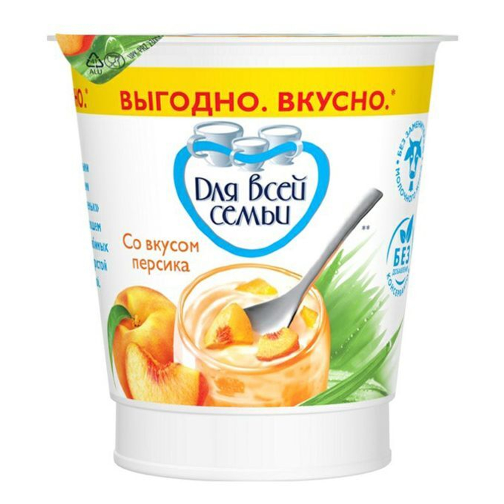 Йогурт "Для всей семьи" персик 1% 290г стакан