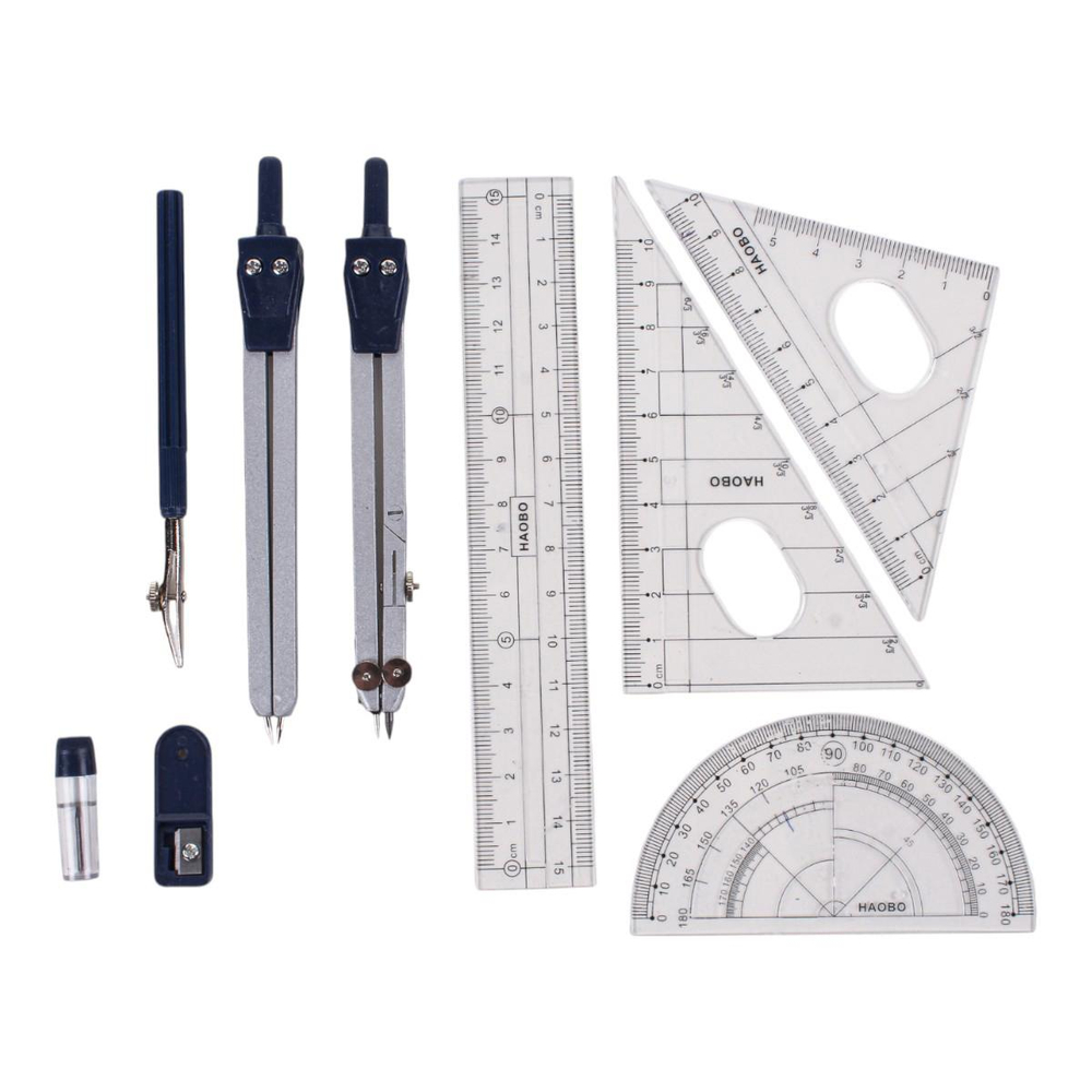 Готовальня 9 предм: циркуль мет, грифели, циркуль-измеритель, 4 лин, пласт.футляр