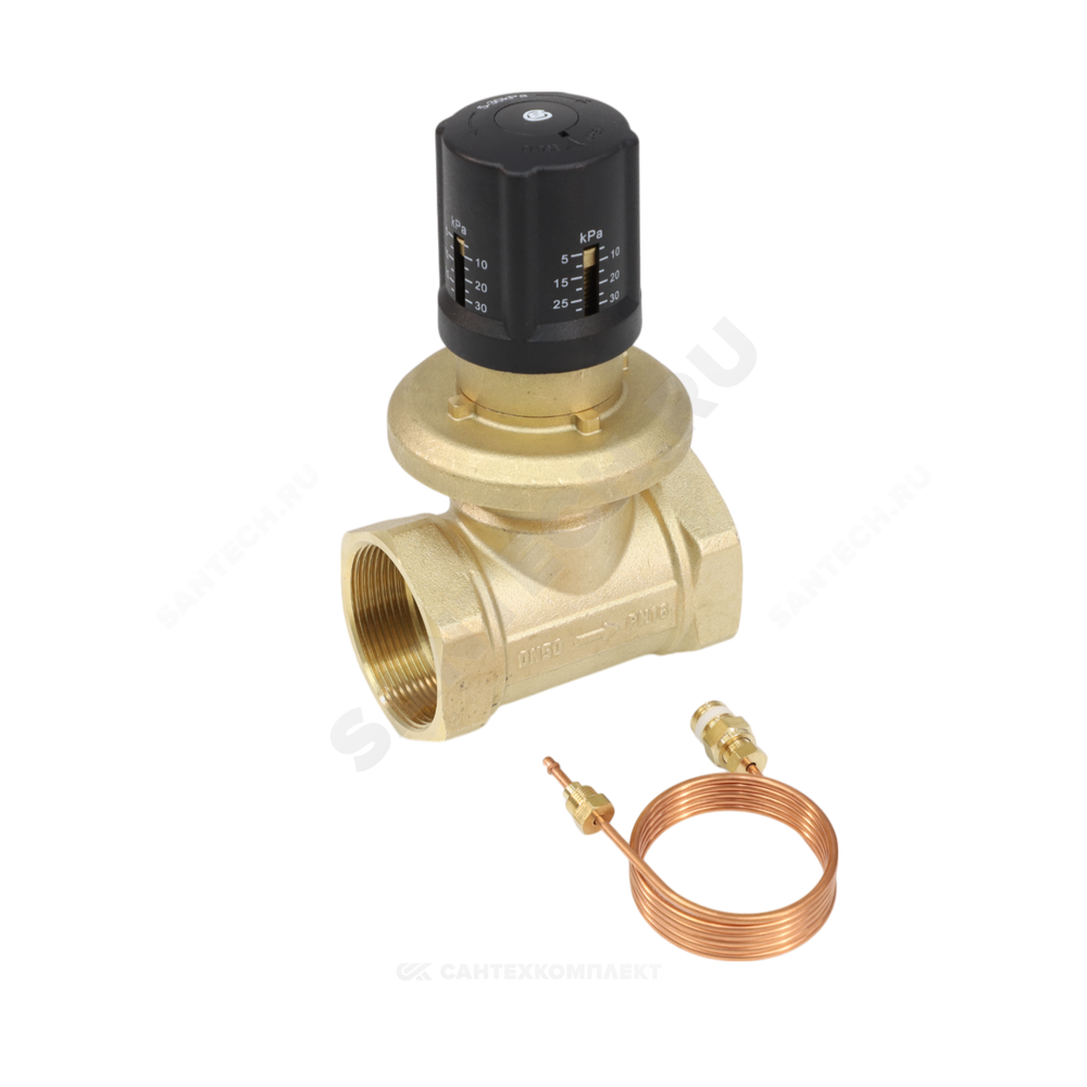 Клапан балансировочный автомат латунь 3380H Ду 40 G1 1/2" Ру16 Тмакс=120 оС ВР 5-30 кПа Kvs=11.9м3/ч без ниппелей Benarmo