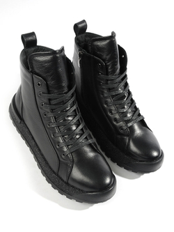 Женские ботинки для зимы на шнурках из кожи W760M