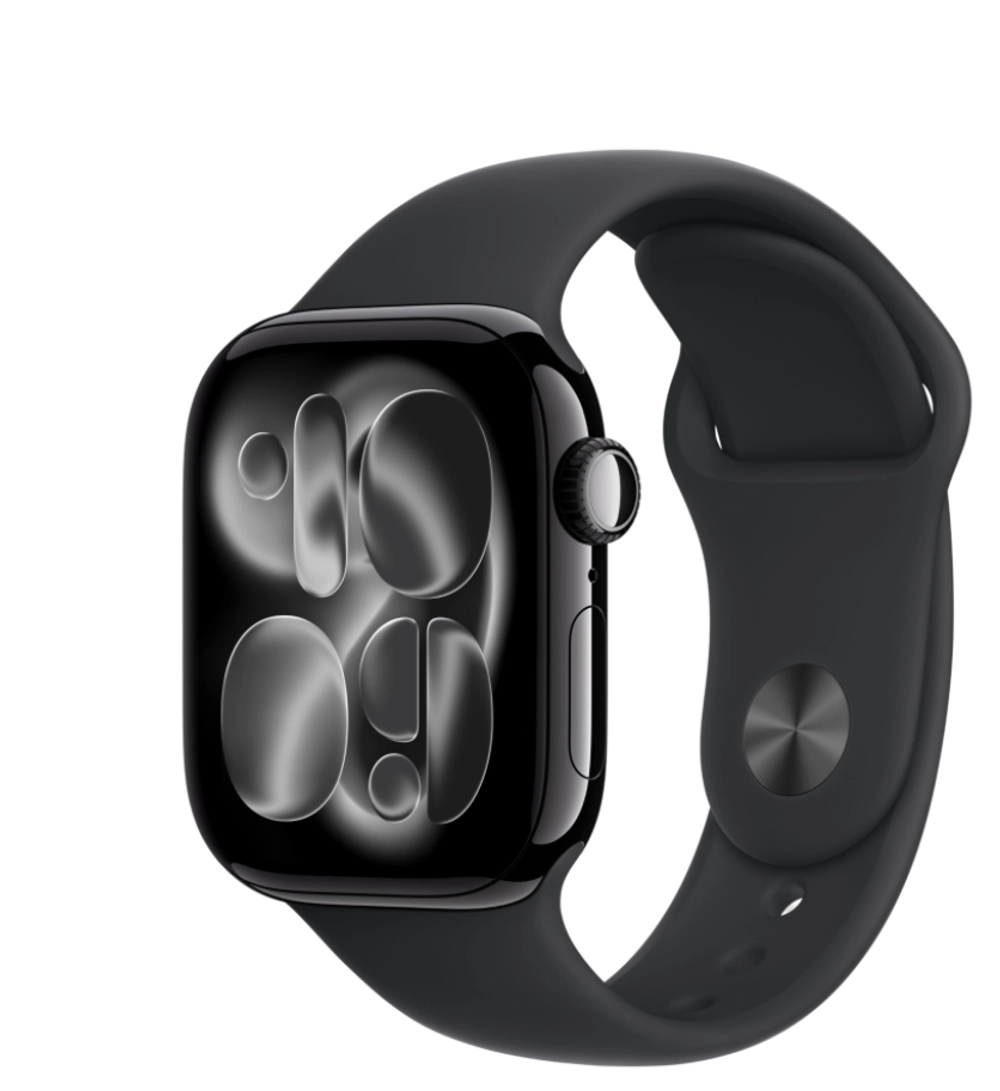 Apple Watch Series 11 GPS 42mm Jet Black Aluminum Case with Sport Band Black (Спортивный ремешок черного цвета) (M/L, 150–200 mm) MEQU4