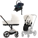 Коляска Cybex Priam IV Rosegold complete Aton B2 Bay Blue Base One 4 в 1 Off White
